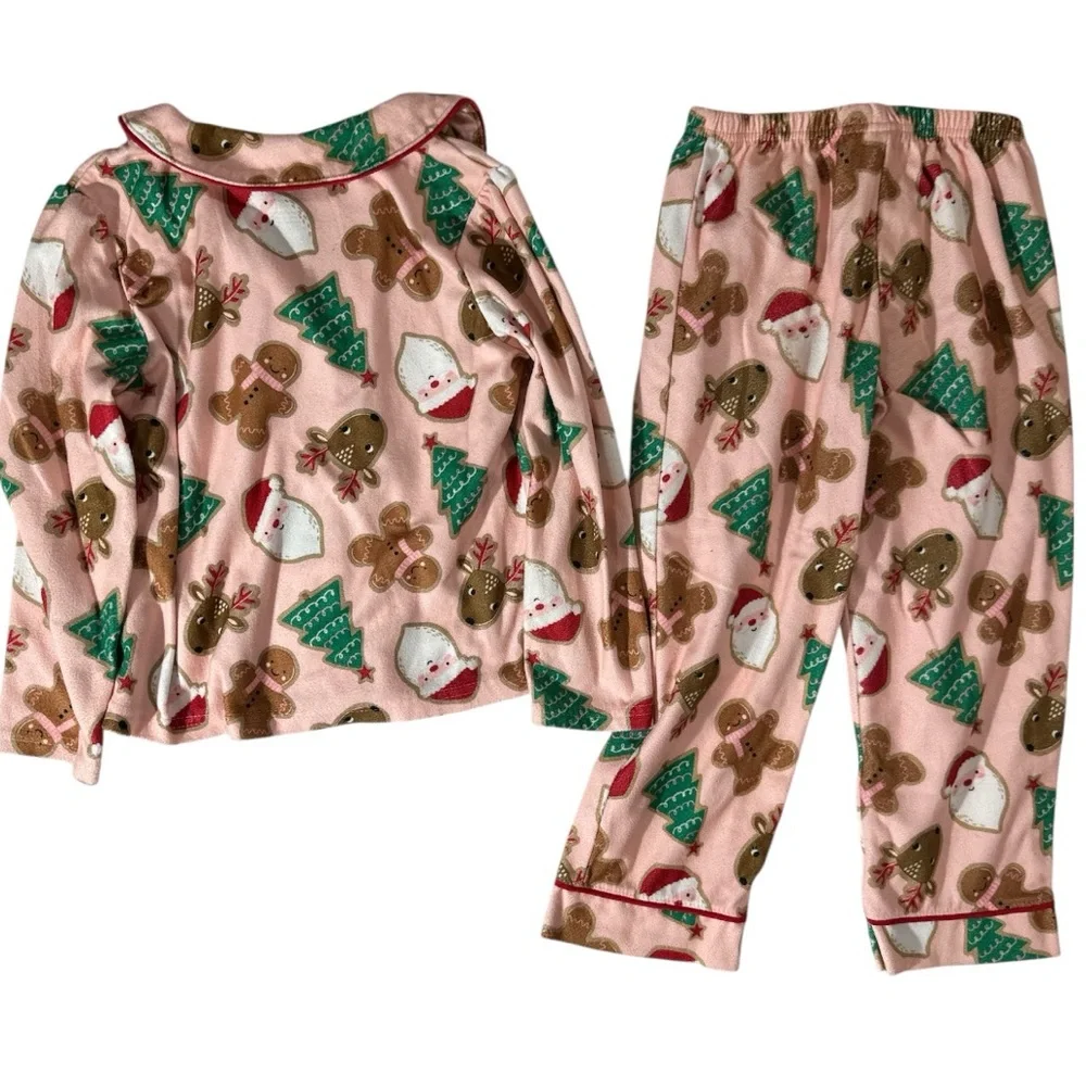 Carters pink button down Christmas PJ set & Christmas tees with legging 5t